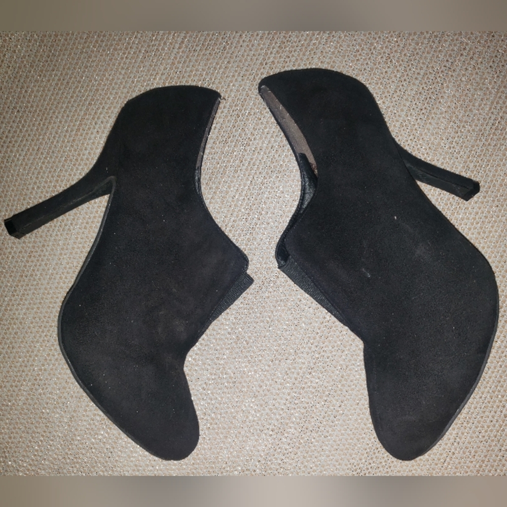 Size 10 43 Black Andres Machado Suede Heeled Booties Shoes Heels Booties Womens